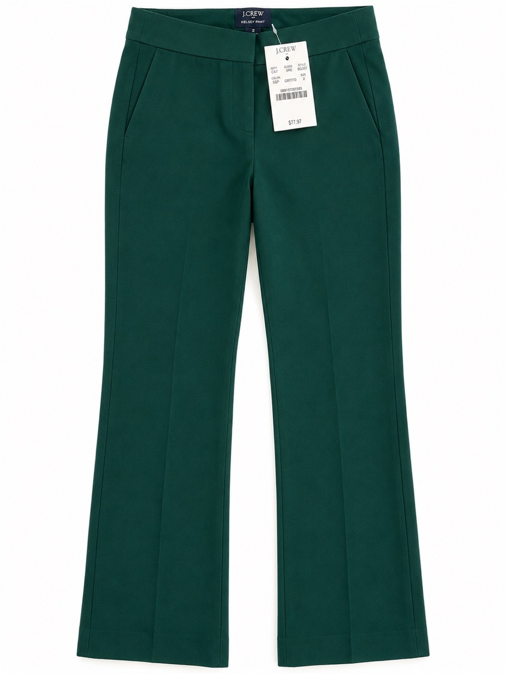 J.Crew Kelsey Flare-Leg Pants Hunter Green Size 2 NWT